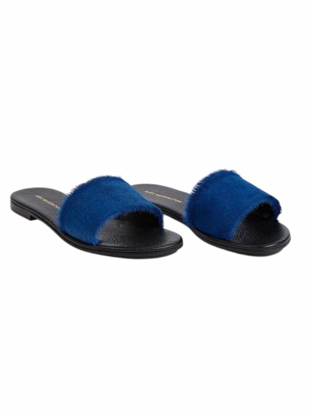 Women's Blue Fur Slide Sandals
